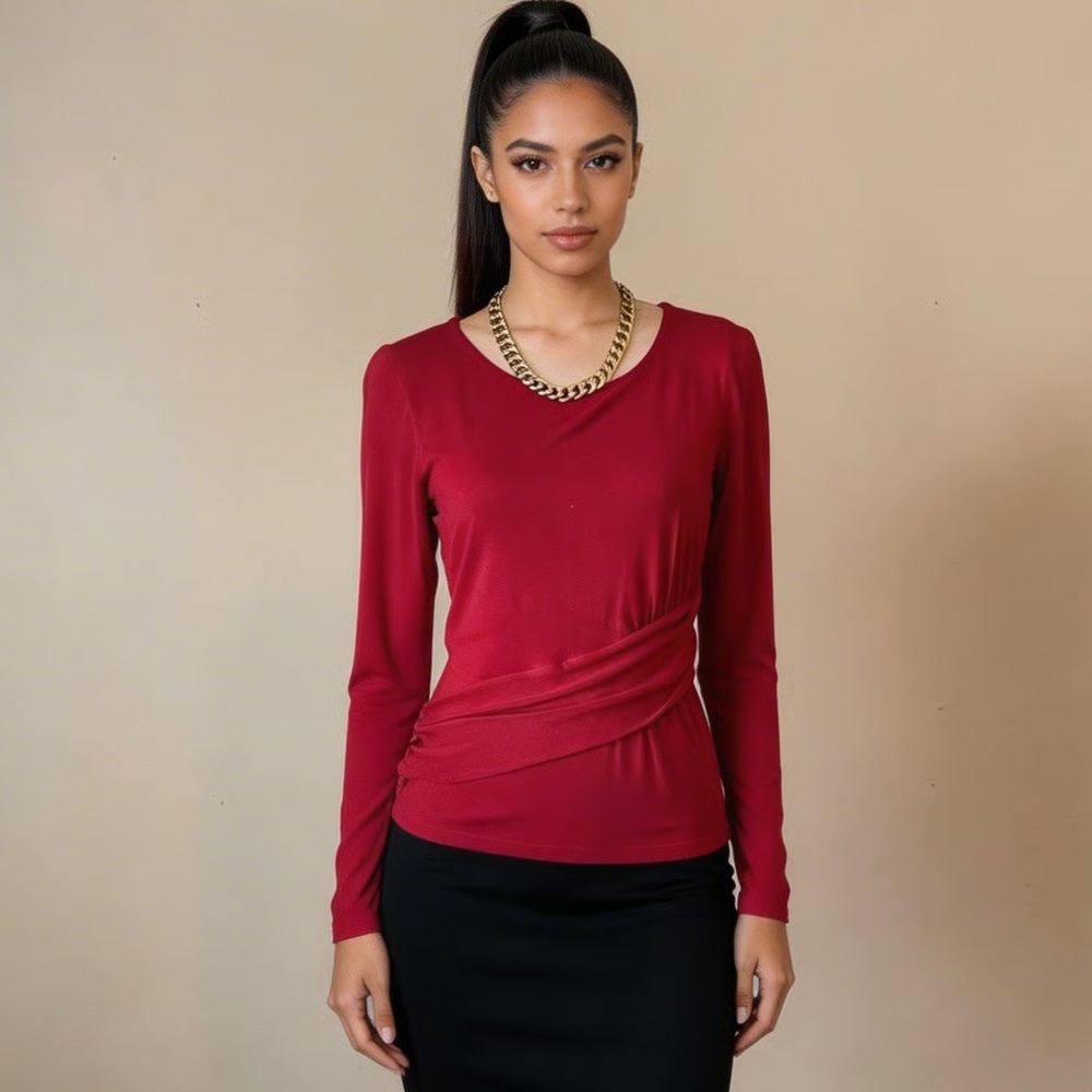 CABI | Burgundy Draped Top Sz M